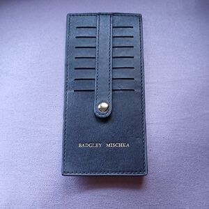 Badgley Mischka Midnight Card Holder with Gold Button